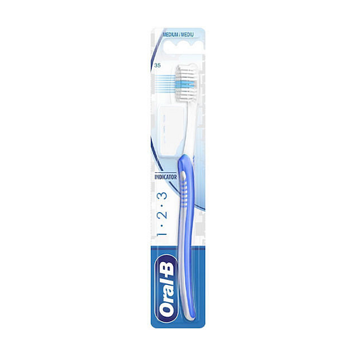 Oral-B 1-2-3 Indicator 35 Οδοντόβουρτσα Medium Μπλε / Λευκό