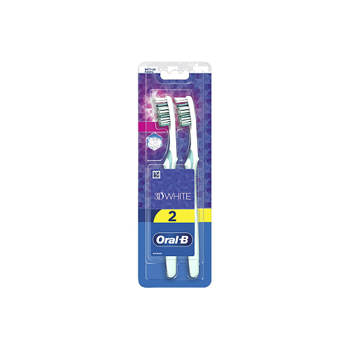 Oral-B 3dwhite Χειροκίνητη Οδοντόβουρτσα, 35mm Μέτρια, 2τμχ.