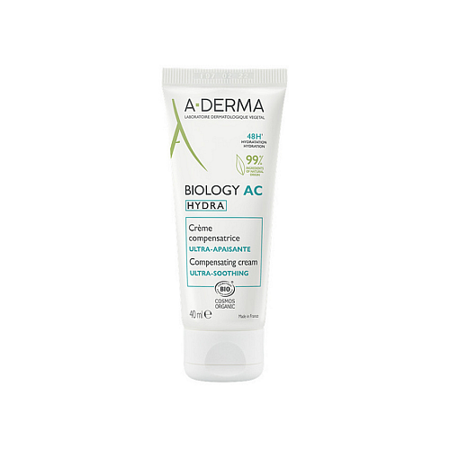 A-Derma Biology AC Hydra 48ωρη Ενυδατική & Ρυθμιστική Κρέμα Προσώπου κατά των Ατελειών & της Ερυθρότητας με Aloe Vera 40ml