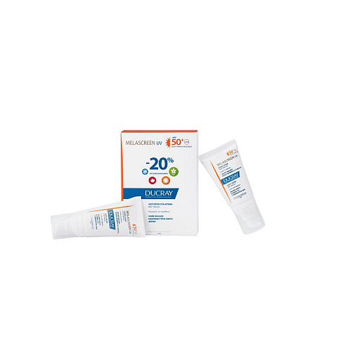 Ducray Melascreen UV SPF50+ Αντηλιακή Κρέμα για Κανονικό Δέρμα με Καφέ Κηλίδες - Πανάδες 2*40ml