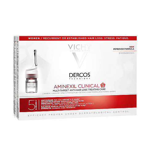 Vichy Dercos Technique Aminexil Clinical 5 Αμπούλες Μαλλιών κατά της Τριχόπτωσης για Γυναίκες 21x6ml