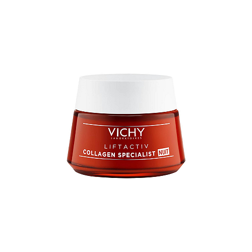 Vichy Liftactiv Collagen Specialist Κρέμα Προσώπου Νυκτός για Αντιγήρανση, Σύσφιξη & Λάμψη με Υαλουρονικό Οξύ & Βιταμίνη C 50ml