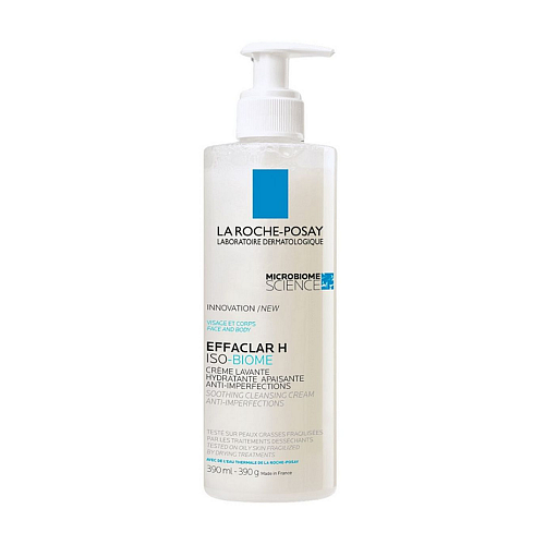 La Roche Posay Effaclar H Iso-Biome Κρέμα Καθαρισμού Προσώπου για Ακνεϊκές Επιδερμίδες 390ml