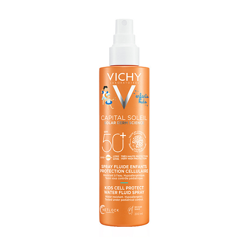 Vichy Capital Soleil Cell Protect Water Fluid Spray SPF50+ Παιδικό Αντηλιακό Σπρέι για Πρόσωπο & Σώμα, 200ml