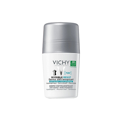 Vichy 72h Invisible Resist Anti-Stains & Anti-Irritations Detranspirant Roll-On Αποσμητικό για Άνδρες & Γυναίκες Κατά των Σημαδιών, 50ml