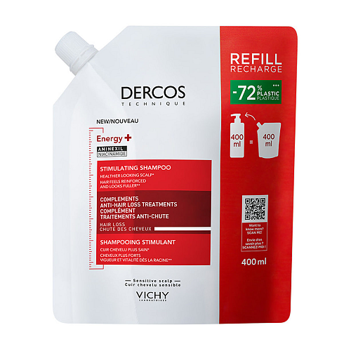 Vichy Dercos Energy+ Refill Σαμπουάν κατά της Τριχόπτωσης για Όλους τους Τύπους Μαλλιών 400ml