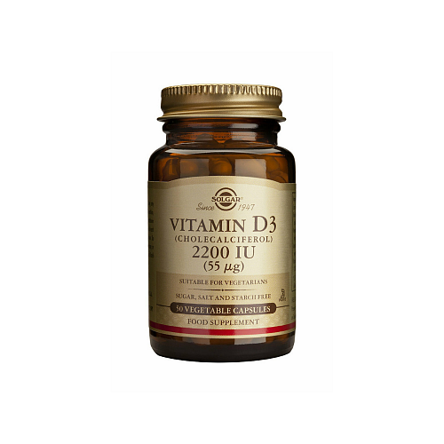 Solgar Vitamin D3 (Cholecalciferol) Βιταμίνη για Ενίσχυση του Ανοσοποιητικού & την Υγεία των Οστών 2200iu 50 φυτικές κάψουλες
