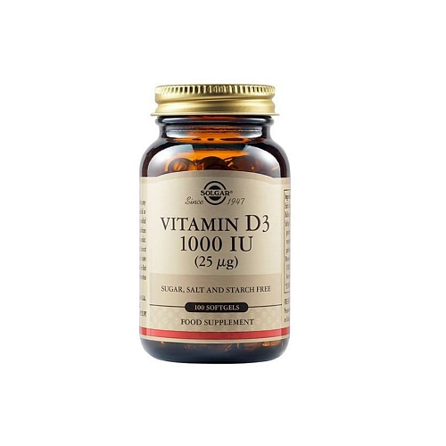 Solgar Vitamin D3 Βιταμίνη για Ενίσχυση του Ανοσοποιητικού & την Υγεία των Οστών 1000iu 100 μαλακές κάψουλες