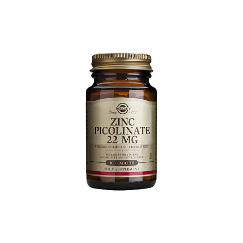 Solgar Zinc Picolinate 22mg Κατάλληλο για Παιδιά 100 ταμπλέτες