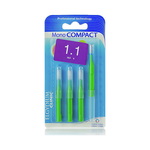 Elgydium Mono Compact Μεσοδόντια Βουρτσάκια 1.1mm Πράσινα 4τμχ