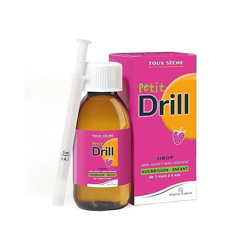 Pierre Fabre Petit Drill Σιρόπι για Παιδιά για Ξηρό Βήχα Χωρίς Ζάχαρη Φράουλα 125ml