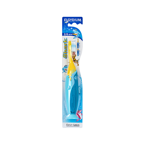 Elgydium Shark Βρεφική Οδοντόβουρτσα για 2+ Χρονών Μπλε / Κίτρινο