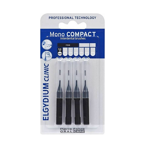 Elgydium Clinic Mono Compact Μεσοδόντια Βουρτσάκια 0.35mm Μαύρα 4τμχ