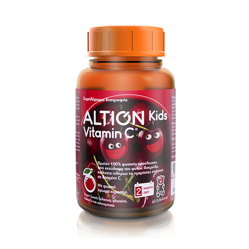 Altion Kids Vitaminc C Βιταμίνη για Ενίσχυση του Ανοσοποιητικού, τo Δέρμα & Αντιοξειδωτική δράση Κεράσι 60 ζελεδάκια