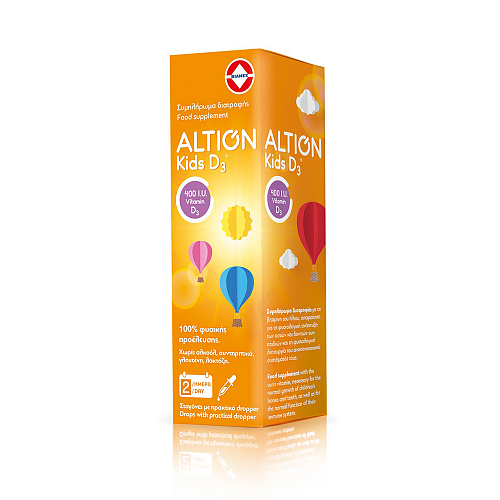 Altion Kids D3 Drops Βιταμίνη για Ενίσχυση του Ανοσοποιητικού & την Υγεία των Οστών 400iu 20ml