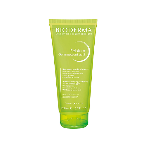 Bioderma Sébium Gel Moussant Actif Καθαριστικό Gel για Δέρμα με Τάση Ακμής Μικτό προς Λιπαρό Δέρμα για Βαθύ Καθαρισμό, 200ml