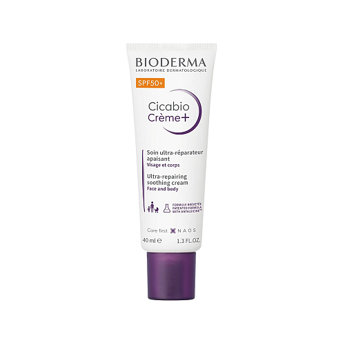 Bioderma Cicabio Crème+ SPF50+ Επανορθωτική Κρέμα με Αντηλιακή Προστασία για Αδύναμο και Ερεθισμένο Δέρμα για Όλη την Οικογένεια, 40ml