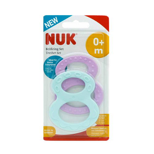 Nuk Μασητικός Κρίκος Οδοντοφυΐας από Πλαστικό για 0 m+ 2τμχ Μπλε-Πράσινο