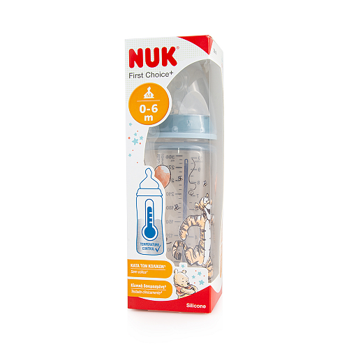 Nuk Μπιμπερό First Choice With Temperature Control Πλαστικό Winnie the Pooh Γαλάζιο 0-6m 300ml