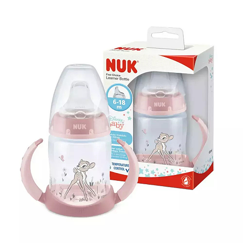 Nuk Classics First Choice Bambi Εκπαιδευτικό Μπιμπερό Πλαστικό με Λαβές Ροζ 6m+ 150ml