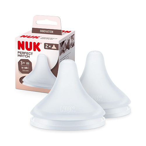 Nuk Perfect Match Θηλές από Σιλικόνη Μεσαίας Ροής για 3+ μηνών 2τμχ
