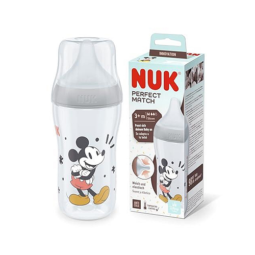 Nuk Πλαστικό Μπιμπερό Perfect Match Κατά των Κολικών με Θηλή Σιλικόνης για 3+ μηνών Πολύχρωμο 260ml
