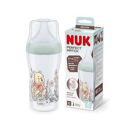 Nuk Πλαστικό Μπιμπερό Winnie Pooh Perfect Match Κατά των Κολικών με Θηλή Σιλικόνης για 3+ μηνών Πολύχρωμο 260ml