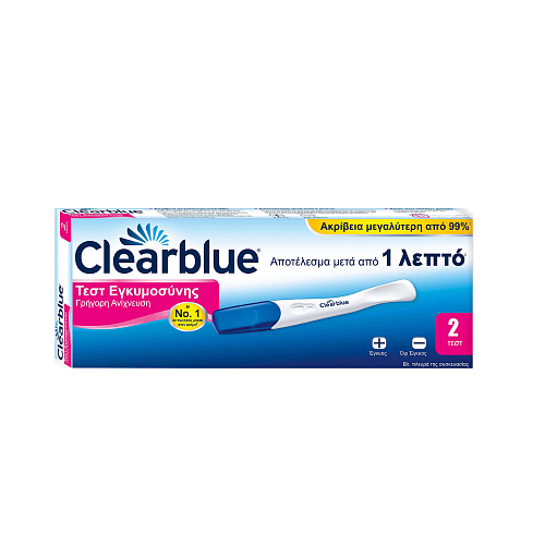 Clearblue Γρήγορη Ανίχνευση Τεστ Εγκυμοσύνης Γρήγορης Ανίχνευσης μετά από 1 Λεπτό 2τμχ