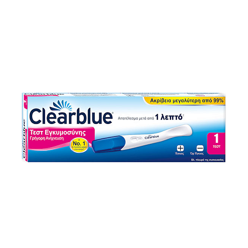 Clearblue Rapid Detection Τεστ Εγκυμοσύνης Γρήγορης Ανίχνευσης μετά από 1 Λεπτό 1τμχ
