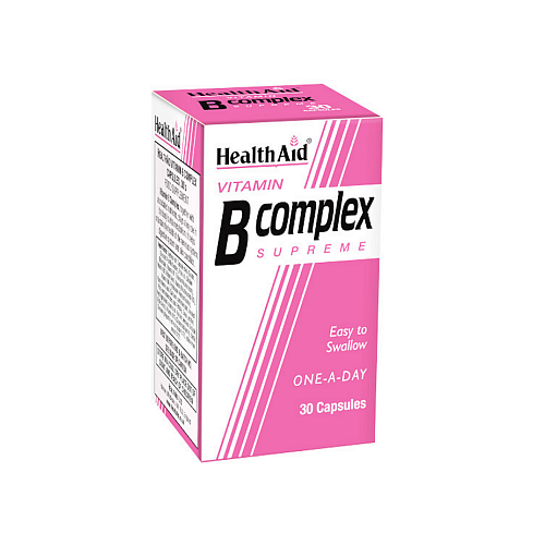Health Aid Vitamin B Complex Supreme 30 caps Βιταμίνη για Ενέργεια, Ενίσχυση του Ανοσοποιητικού & το Νευρικό Σύστημα 30 x 1 κάψουλες