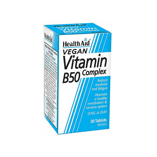 Health Aid B50 Complex Βιταμίνη για Ενέργεια, Ενίσχυση του Ανοσοποιητικού & το Νευρικό Σύστημα 30 x 1 ταμπλέτες