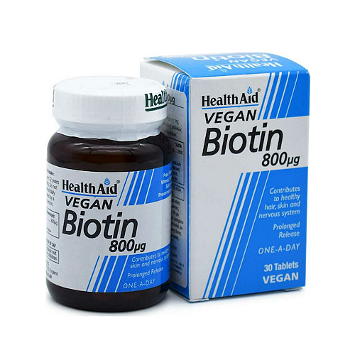 Health Aid Biotin Βιταμίνη για τα Μαλλιά, τo Δέρμα & τα Νύχια 800mcg 30 x 1 ταμπλέτες