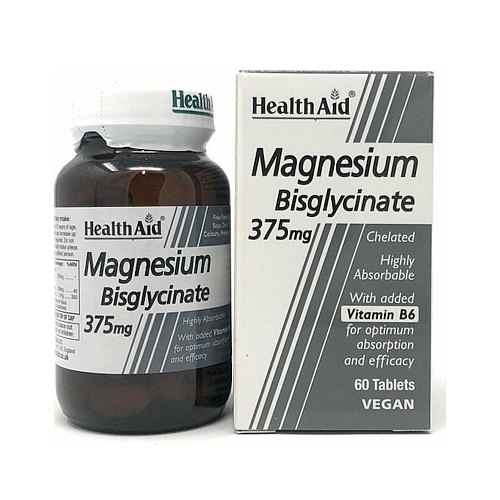 Health Aid Magnesium Bisglycinate 375mg με Βιταμίνη B6 60 ταμπλέτες