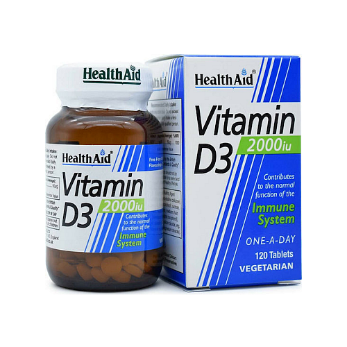 Health Aid Vitamin D3 Βιταμίνη για Ενίσχυση του Ανοσοποιητικού & την Υγεία των Οστών 2000iu 120 φυτικές κάψουλες