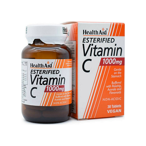 Health Aid Esterified Vitamin C Βιταμίνη για Ενίσχυση του Ανοσοποιητικού, τo Δέρμα & Αντιοξειδωτική δράση 1000mg 30 x 1 ταμπλέτες