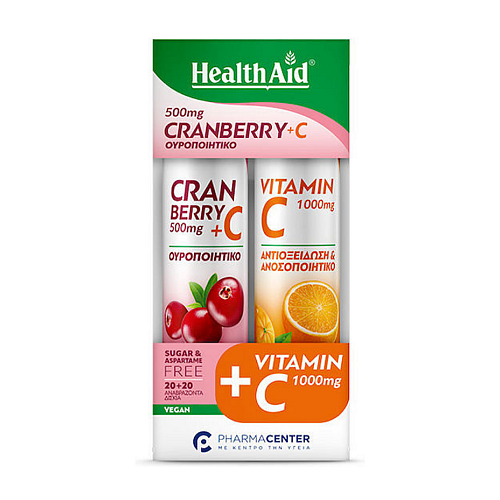 Health Aid Vitamin C Βιταμίνη 500mg Cranberry 2 x 10 αναβράζοντα δισκία