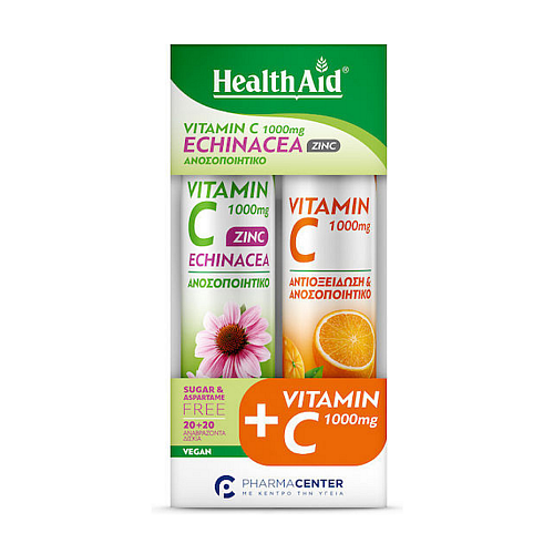 Health Aid Vitamin C Βιταμίνη για Ενίσχυση του Ανοσοποιητικού, τo Δέρμα & Αντιοξειδωτική δράση 1000mg Πορτοκάλι 2 x 10 αναβράζοντα δισκία