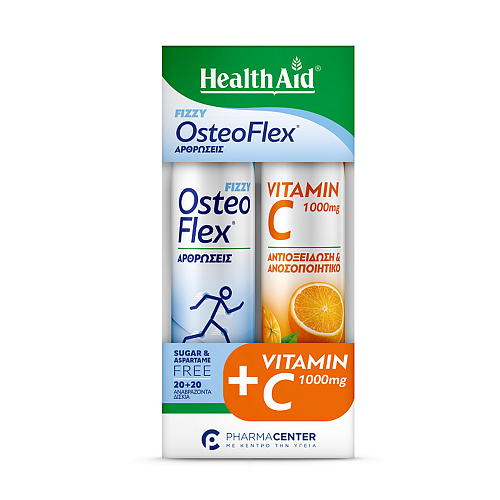 Health Aid Osteoflex Fizzy 20 αναβράζοντα δισκία & Vitamin C 1000mg Γεύση Πορτοκάλι 20 αναβράζοντα δισκία
