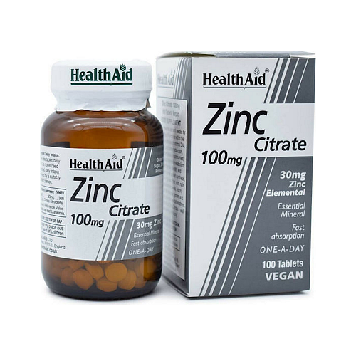 Health Aid Zinc Citrate 100mg Κατάλληλο για Παιδιά με Βιταμίνη C 100 ταμπλέτες