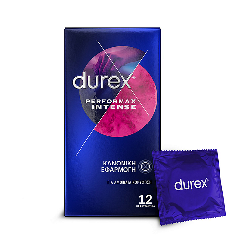 Durex Προφυλακτικά Με Κουκκίδες, Ραβδώσεις και Επιβραδυντικό Τζελ Performax Intense, 12τμχ.