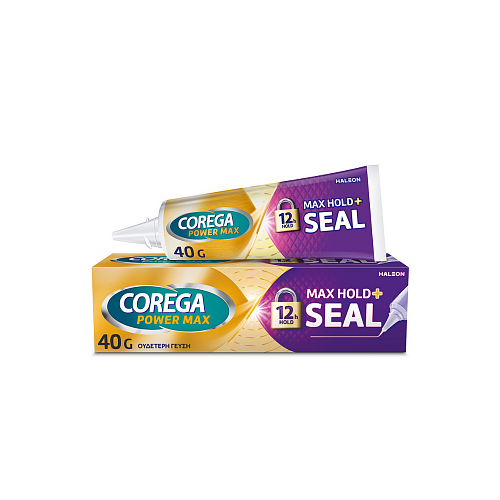 Corega Max Hold+ Seal Στερεωτική Κρέμα Τεχνητής Οδοντοστοιχίας για την προστασία από την Εισχώρηση των Τροφών 40gr