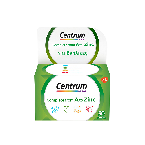 Centrum A-Zinc Πολυβιταμίνη για Ενέργεια & Ενίσχυση του Ανοσοποιητικού 30 ταμπλέτες