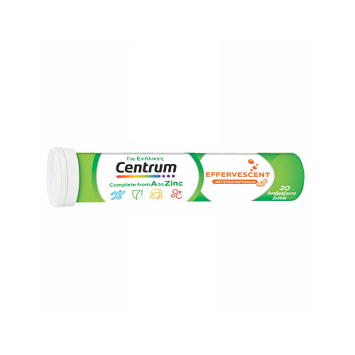 Centrum A To Zinc Πολυβιταμίνη για τo Δέρμα Πορτοκάλι 20 αναβράζοντα δισκία