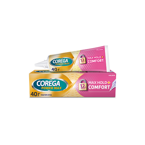 Corega Max Hold+Comfort για Έως και 12 Ώρες Συγκράτησης Στερεωτική Κρέμα Τεχνητής Οδοντοστοιχίας 40gr