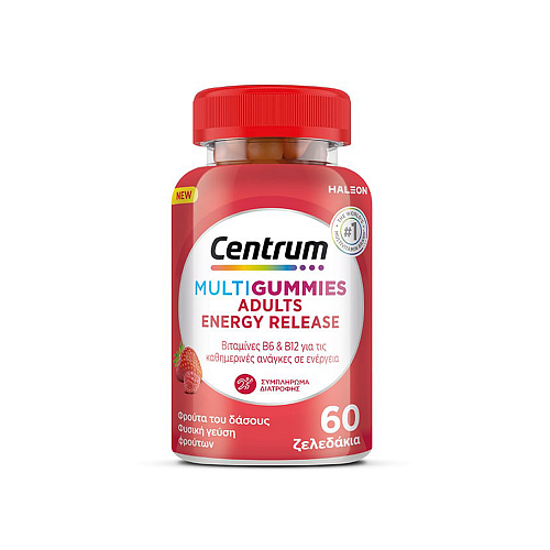 Centrum MultiGummies Adult Energy Release Πολυβιταμίνη για Ενέργεια, το Νευρικό Σύστημα & την Υγεία των Οστών 60 ζελεδάκια