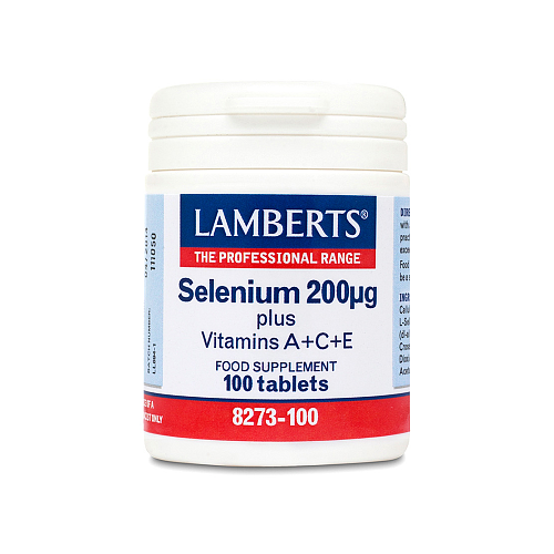 Lamberts Selenium Plus Vitamins A+C+E 200mg με Βιταμίνη C 100 ταμπλέτες