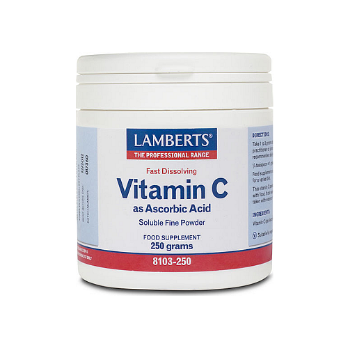 Lamberts Vitamin C as Ascorbic Acid Βιταμίνη για Ενίσχυση του Ανοσοποιητικού, τo Δέρμα & Αντιοξειδωτική δράση 500mg 250gr