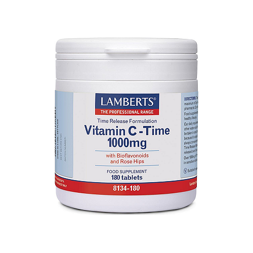Lamberts Vitamin C Time Βιταμίνη για Ενίσχυση του Ανοσοποιητικού, τo Δέρμα & Αντιοξειδωτική δράση 1000mg 180 ταμπλέτες