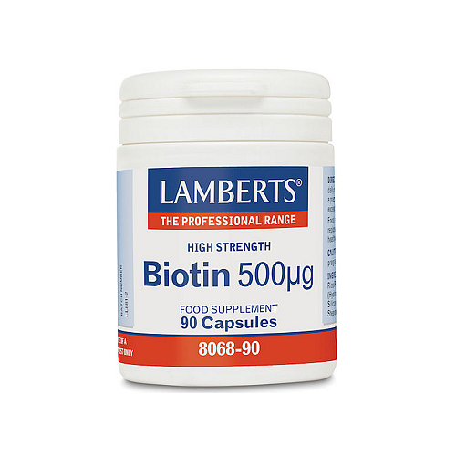 Lamberts Biotin Βιταμίνη για τα Μαλλιά, τo Δέρμα & τα Νύχια 500mcg 90 κάψουλες