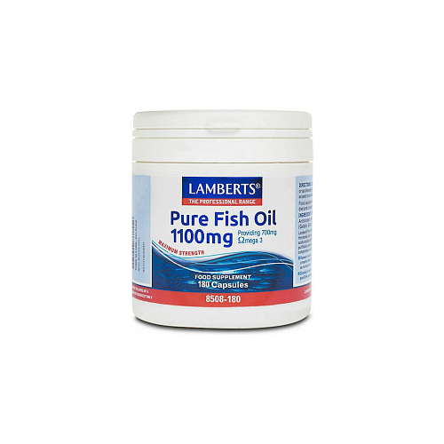 Lamberts Pure Fish Oil 1100mg Συμπλήρωμα Ιχθυελαίων για Καρδιά, Αρθρώσεις, Δέρμα & Εγκέφαλο 180 Capsules